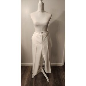 Kasper White Wide Leg Crepe Dress Pants Womens Petite 8P Elastic Back Lined
